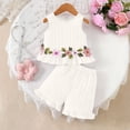 thumbnail image 5 of Amidoa Girls 2 Piece Outfits Summer Clothes Tank Top Sleeveless Solid Color Cute T-Shirt and Casual Shorts Kids Clothing Sets White Size 1T, 5 of 9