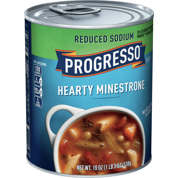 Progresso Reduced Sodium Soup, Hearty Minestrone, 19 oz - Walmart.com ...