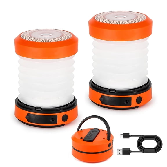 Collapsible LED Camping Lantern Rechargeable,Portable Hand Crank Lantern Flashlight with 4 Light Modes for Power Outage,Hiking,Emergency,Fishing (2 Pack)