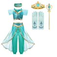 thumbnail image 1 of Disfraz de jazmín para niñas, vestido de Aladino, la lámpara mágica, princesa de Disney, fiesta de cumpleaños, Halloween, Cosplay, ropa para niños, peluca, corona, Set9-10T Gao Jinjia LED, 1 of 2