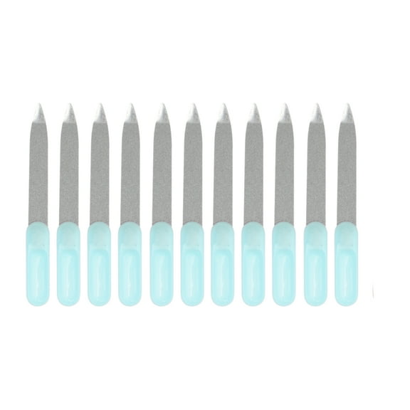 Unique Bargains 10 Pcs Durable Stainless Steel Nail Files Light Blue