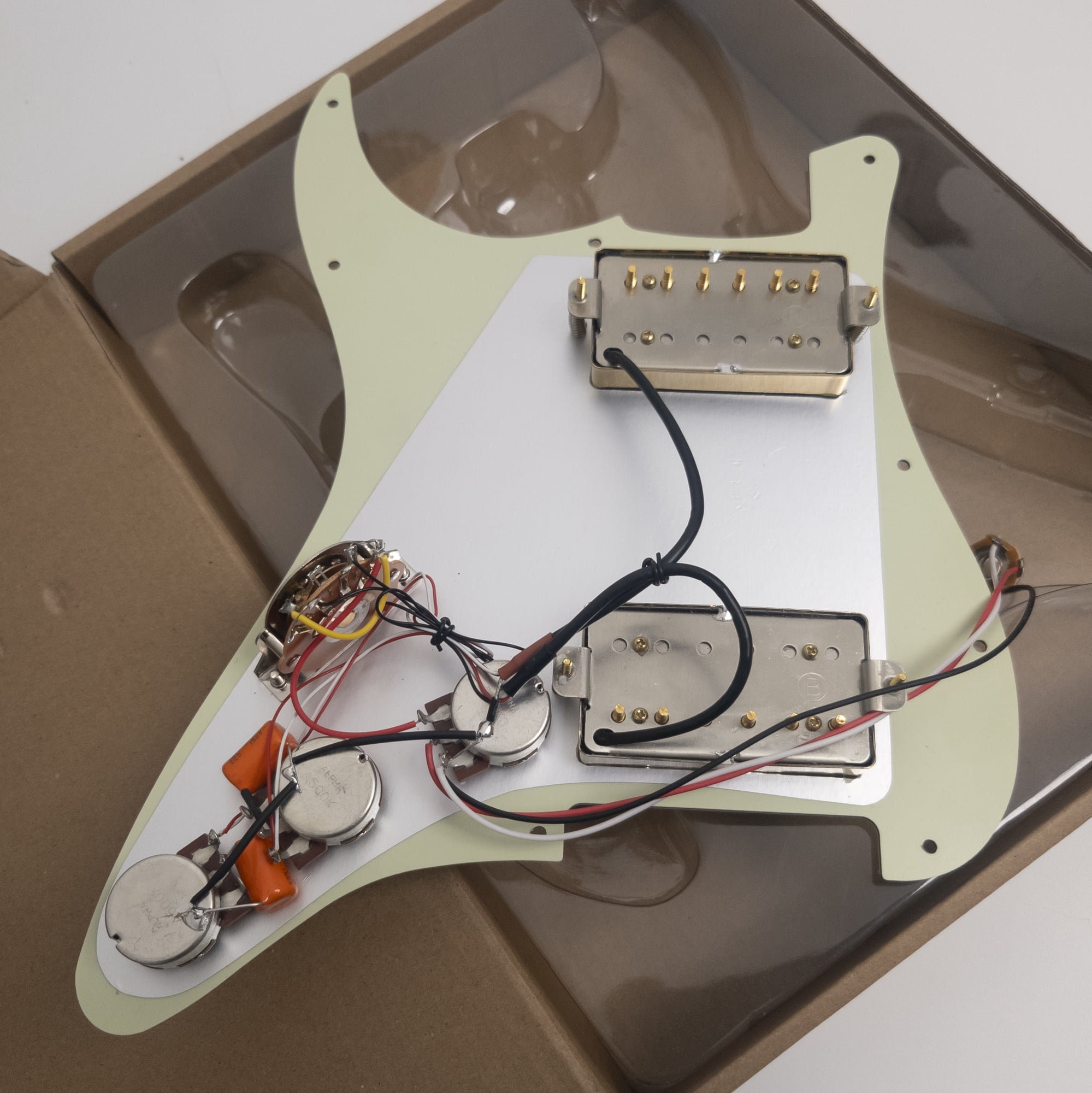 HH Guitar Prewired Loaded Pickguard, with Active Ceramic & Alnico V Humbucker Pickups, Solderless Wiring, for Fender Strat Guitar