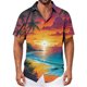 thumbnail image 4 of Ceisia Men's Tropical Coastal Sunset Print Short Sleeve Button Down Hawaiian Shirt With Chest Pocket Multicolor XL Gifts, 4 of 6