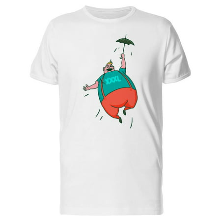 Fat Guy Flies With An Umbrella Tee Men's -Image by