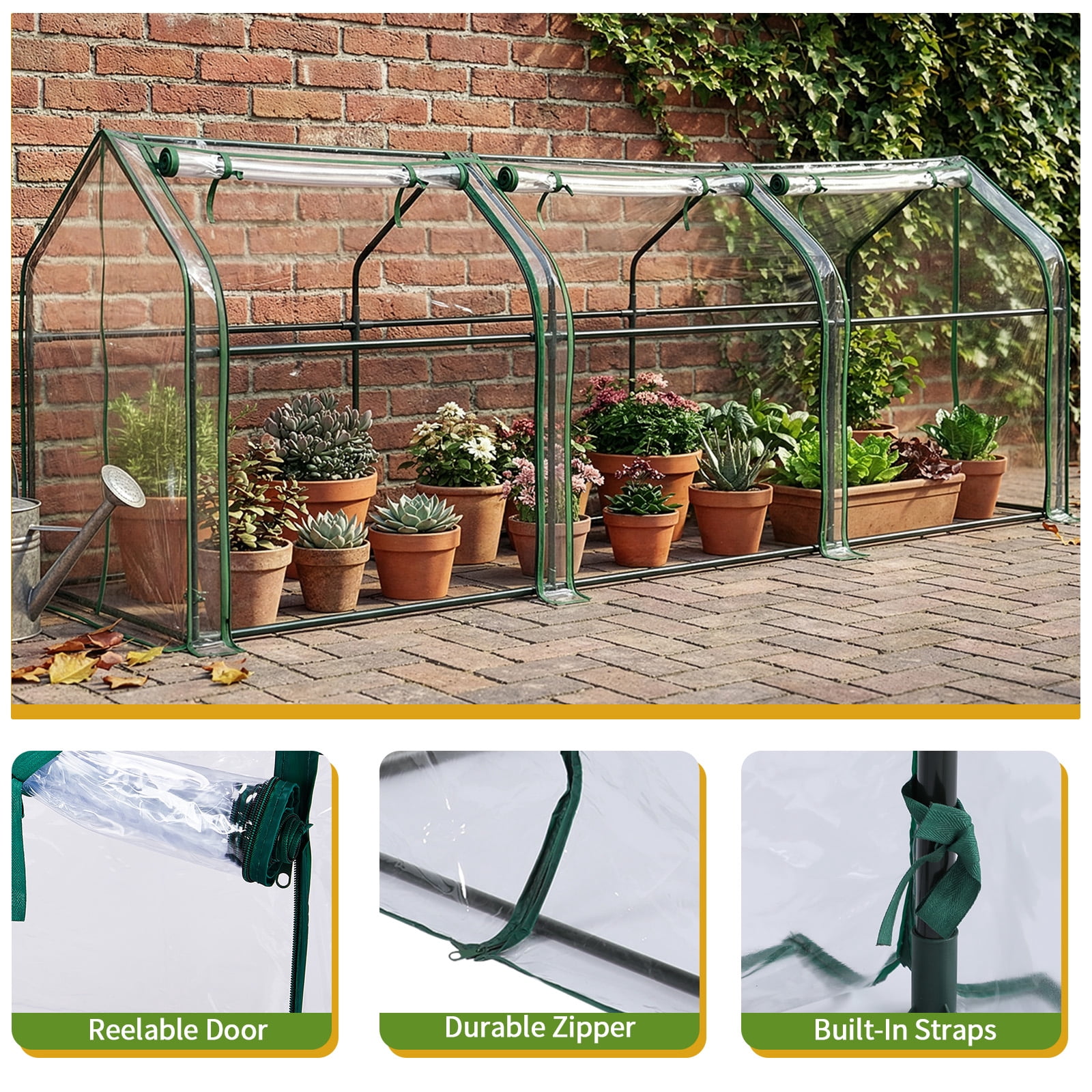 Xilee Mini Greenhouse for Outdoor,Portable Small Tunnel Greenhouses,PVC Cover Plant Hot House for Flowers, Seed and Vegetables Protection with Roll-up Zippered Doors for Patio Balcony Backyard