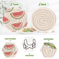 thumbnail image 4 of Yayeee 6 PCS Drink Coasters with Holder Set Woven Absorbent Round Tabletop Hot Pad, Watermelon Pattern, 4 of 7