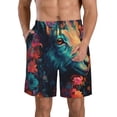 thumbnail image 1 of Sikiie Shorts de Plage pour Hommes Imprimé Chèvre Fleur Colorée, Shorts à Séchage Rapide Haute Élasticité - avec Cordon et Poches Antidérapantes, Adaptés pour Plage, Sports, Vacances-3TG, 1 of 6