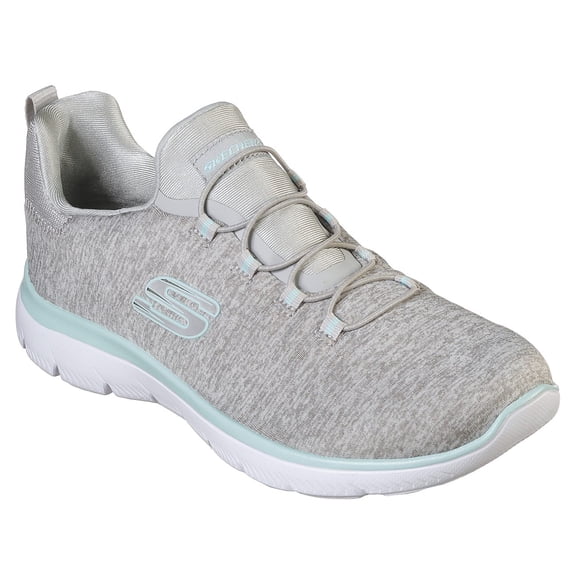 Women's Skechers Summits Quick Getaway Light Gray Aqua 12983/LGAQ Memory Foam