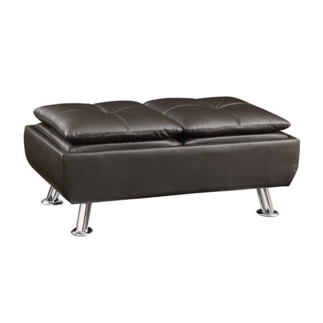Coaster Pouf de Rangement en Faux Cuir Touffeté Dilleston en Marron