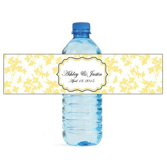 100 Spring Yellow Wedding Water Bottle Labels Engagement Party Special Occasion