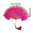 thumbnail image 3 of Feather Fan Foldable Handheld Flapper Fan with Feathers,Vintage Embroidered Fan for Women Costume Party Wedding Dancing Show Decoration Chinese Hand Fan, 3 of 7