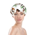thumbnail image 2 of coconuts palm leaves Shower Cap, Reusable Bath Hair Hat for all Hair Lengths Hair Cover with Elastic Band Double Waterproof Layers Bathing Hat, 2 of 5