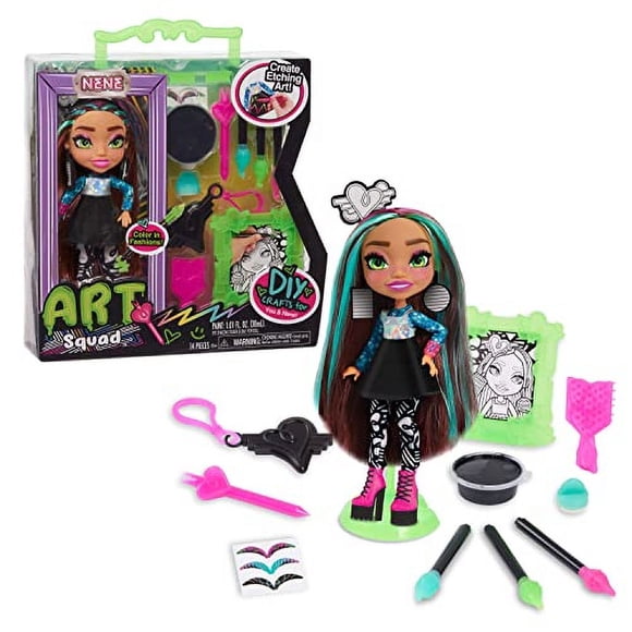 Muñeca Just Play Art Squad Nene, 25 cm, con grabado artesanal para manualidades, más de 3