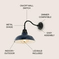 thumbnail image 4 of JONATHAN Y Aurora 12.25" 1-Light Farmhouse Industrial Indoor/Outdoor Iron LED Gooseneck Arm Outdoor Sconce, Navy, 4 of 7