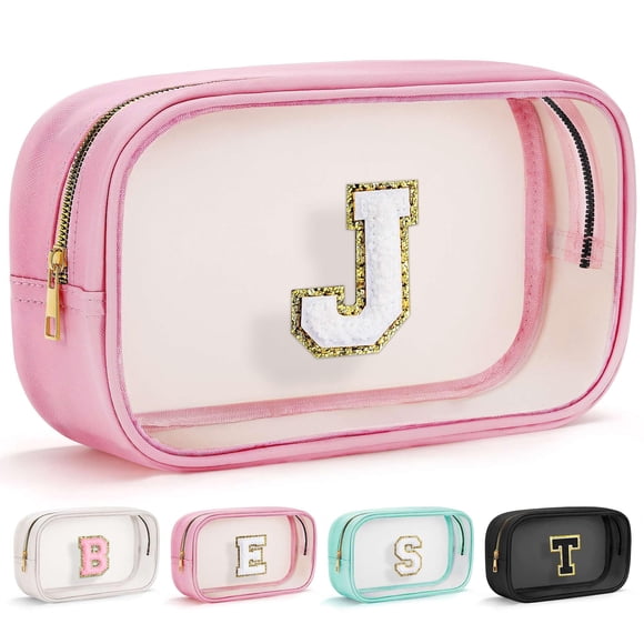 Bolsa de maquillaje YOOLIFE Initial Travel Essentials, color rosa transparente