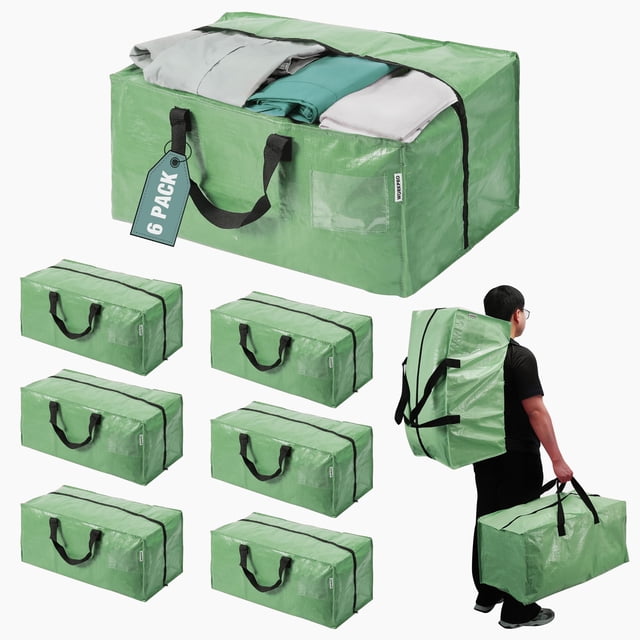 Bolsas de mudanza WORKPRO extra grandes, paquete de 6 con cremalleras y asas