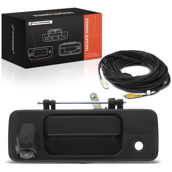 A-Premium - Tailgate Handle Assembly w/Rear View Camera & Cable - Compatible with Toyota Tacoma 2016-2023, Tundra 2014-2021 - Textured Black Latch Handle, Replace# 69090-0C090