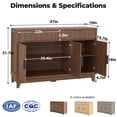 thumbnail image 3 of Poshby 47" Fluted Credenzas Sideboard Buffet Cabinet with 2 drawers, 3 Doors for Living Room, Walnut, 3 of 9