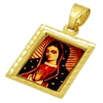 thumbnail image 5 of 14K Gold Heavy Plated Framed Praying Virgin Mary Portrait Pendant + 24" 2.2mm Curb Chain Necklace Set, 5 of 7