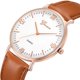 thumbnail image 1 of Reloj unisex para hombres y mujeres Reloj de pulsera con esfera de vidrio redondo y correa de PU de cuarzo (marrón, oro rosa y blanco), 1 of 6