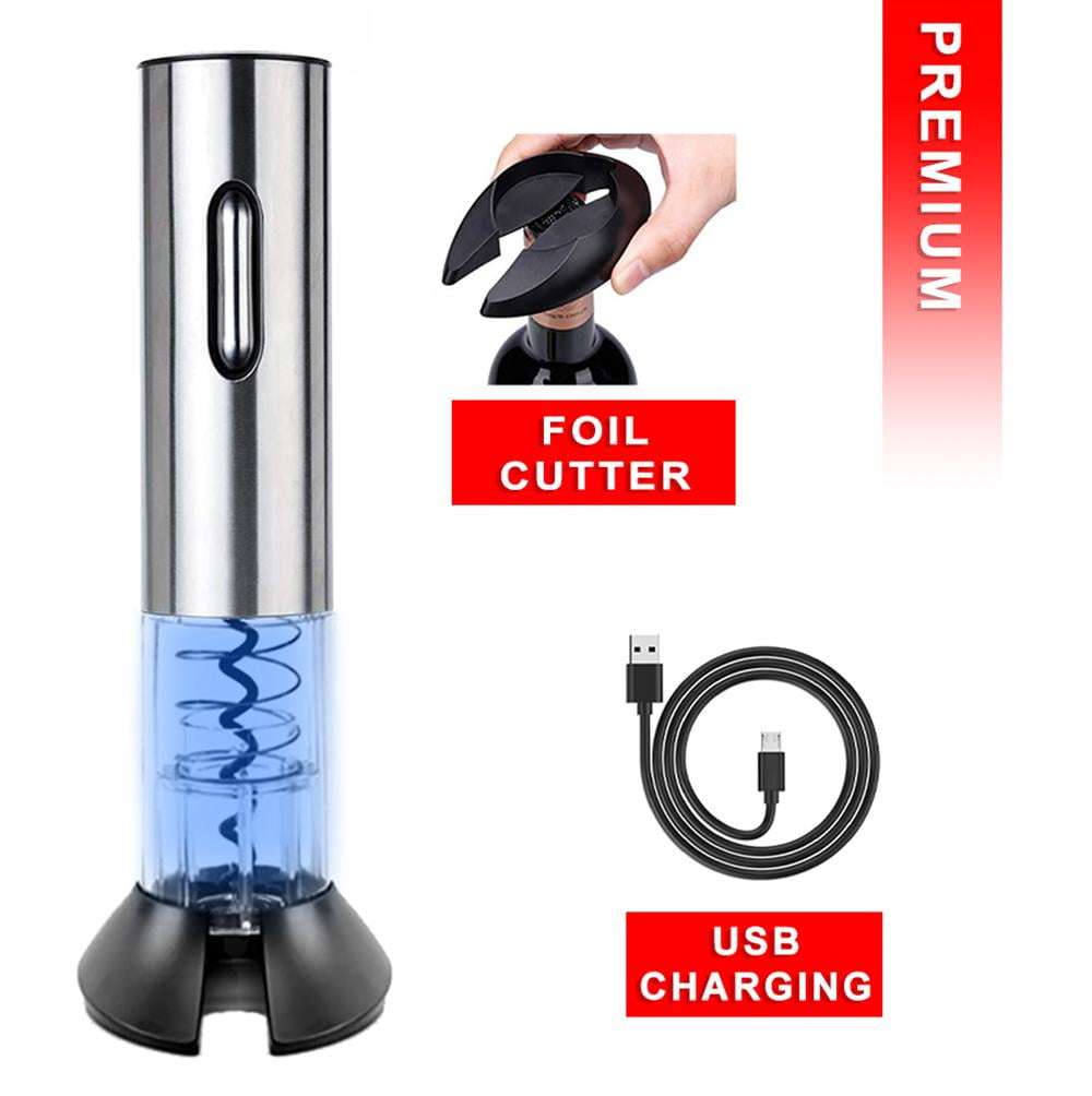 HYTX USB Rechargeable Electric Wine Opener with Stand and Foil Cutter