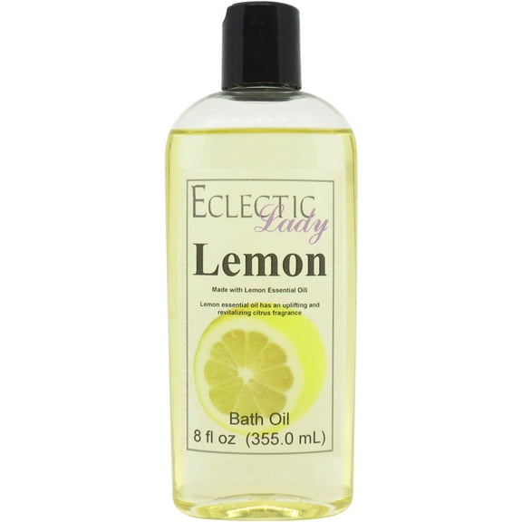 Lemon Bath Oil - Scented Body Oil - Relaxing & Moisturizing Bathing Oil - Fragrance Body Oil For Dry & Rough Sensitive Skin - 8 oz