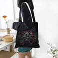 thumbnail image 5 of DouZhe Reusable Grocery Bags, Music Notes Cartoon Spider Web Lightweight Polyester Canvas Cloth Tote Bag for Travle Gym Shopping School, 15" x 16", 5 of 7