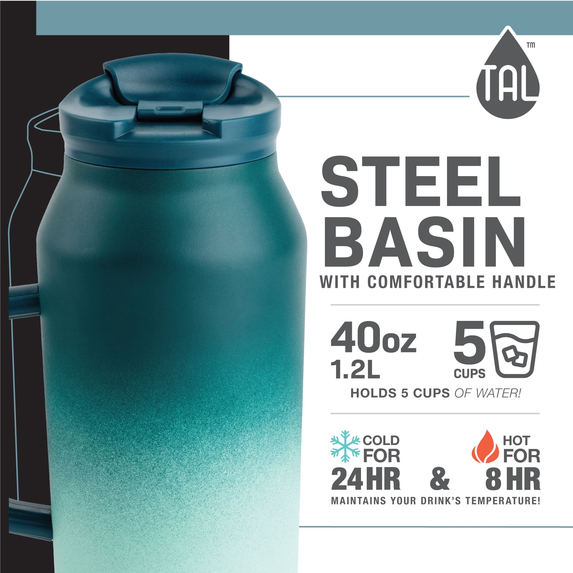 TAL Stainless Steel Ranger Water Bottle 40oz Ombre Green