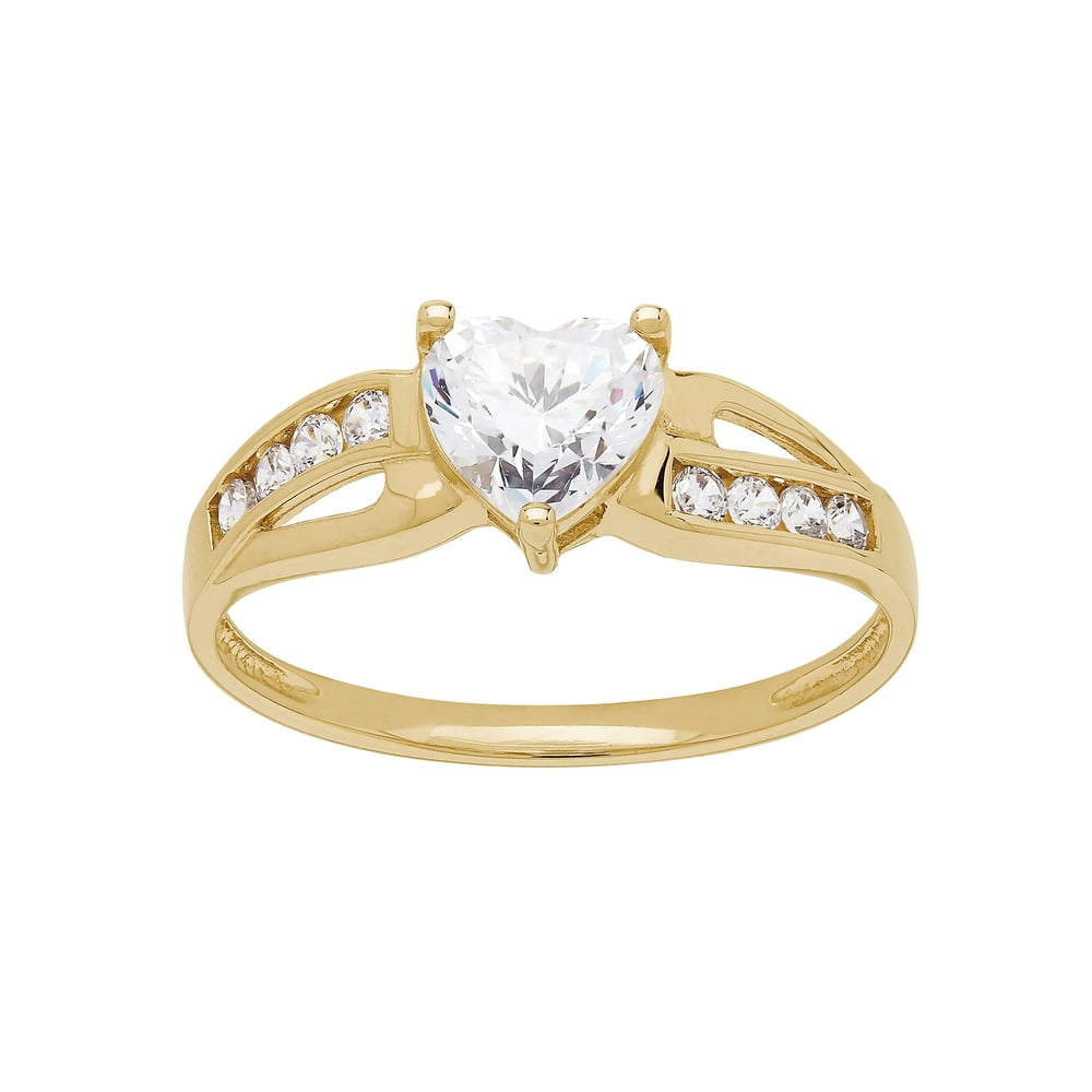 Brilliance Fine Jewelry - Heart Shape CZ Ring in 10kt Yellow Gold ...