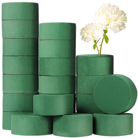 20 PCS Round Floral Foam Blocks, Green Wet Foam for Fresh Flower Arrangements, Florist Supplies for Wedding Centerpieces, Party Decorations, Vase Filler, green