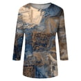 thumbnail image 6 of CCRFTGI Womens Tops 3/4 Sleeve Casual Crew Neck Tunic Tops Trendy Vintage Floral Print Shirts Loose Fit Fall Clothes Blue L, 6 of 6