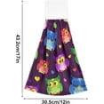 thumbnail image 3 of Coolnut 2 Pieces Cute Owl Kitchen Towels with Hanging Loop, Soft Microfiber Absorbent Hanging Hand Towel for Kitchen Bathroom Mudroom Laundry Room, 12x17 in Wash cloth, 3 of 7