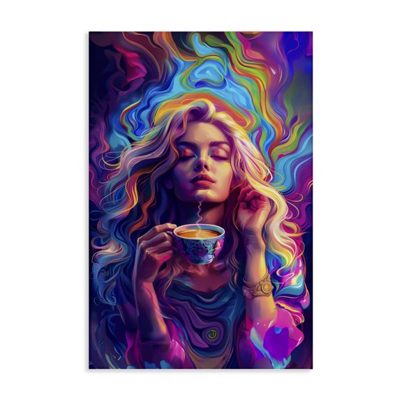 Stupell Industries Eclectic Spiritual Woman Sipping Tea Canvas Art, 16 x 24, by Spirit of the Rainbow