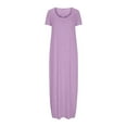 thumbnail image 5 of NXMZXB Plus Size Maxi Dresses for Curvy Women Loose Fit Casual Summer Short Sleeve Crewneck Long T-Shirts Dress Elegant Flowy Beach Sundress with Pockets A-Purple L, 5 of 7