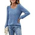 thumbnail image 4 of Luxtrada Womens Tunic Tops for Leggings Square Neck Puff Sleeve Shirts Casual Fall Sweatshirts (Blue,2XL）, 4 of 10