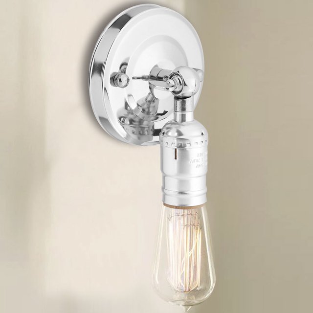 Base de La Lámpara de Pared del Metal del Tenedor de La Luz del Aplique de La Pared de La Vendimia e27 con El Interruptor para La Cocina Casera Loft Coffee Bar(Plata) Ecomeon no
