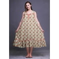 thumbnail image 2 of Bimba Chemises de Nuit en Coton Imprimé Pêche Foncée Feuilles Florales et Roses pour Femmes Robe Sans Manches Tenue de Nuit Robe Maxi Très Grande, 2 of 6