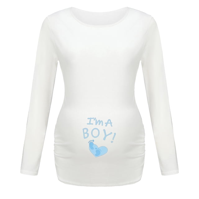T-shirt de Maternité à Ourlet Irrégulier Imprimé pour Femmes, Manches Longues, Col Rond, Basique, Allaitement