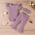 thumbnail image 2 of Sngxgn Toddler Baby Girl Clothes Outfits Solid Long Sleeve Sweatshirt Tops + Pants Set(Purple,70), 2 of 8