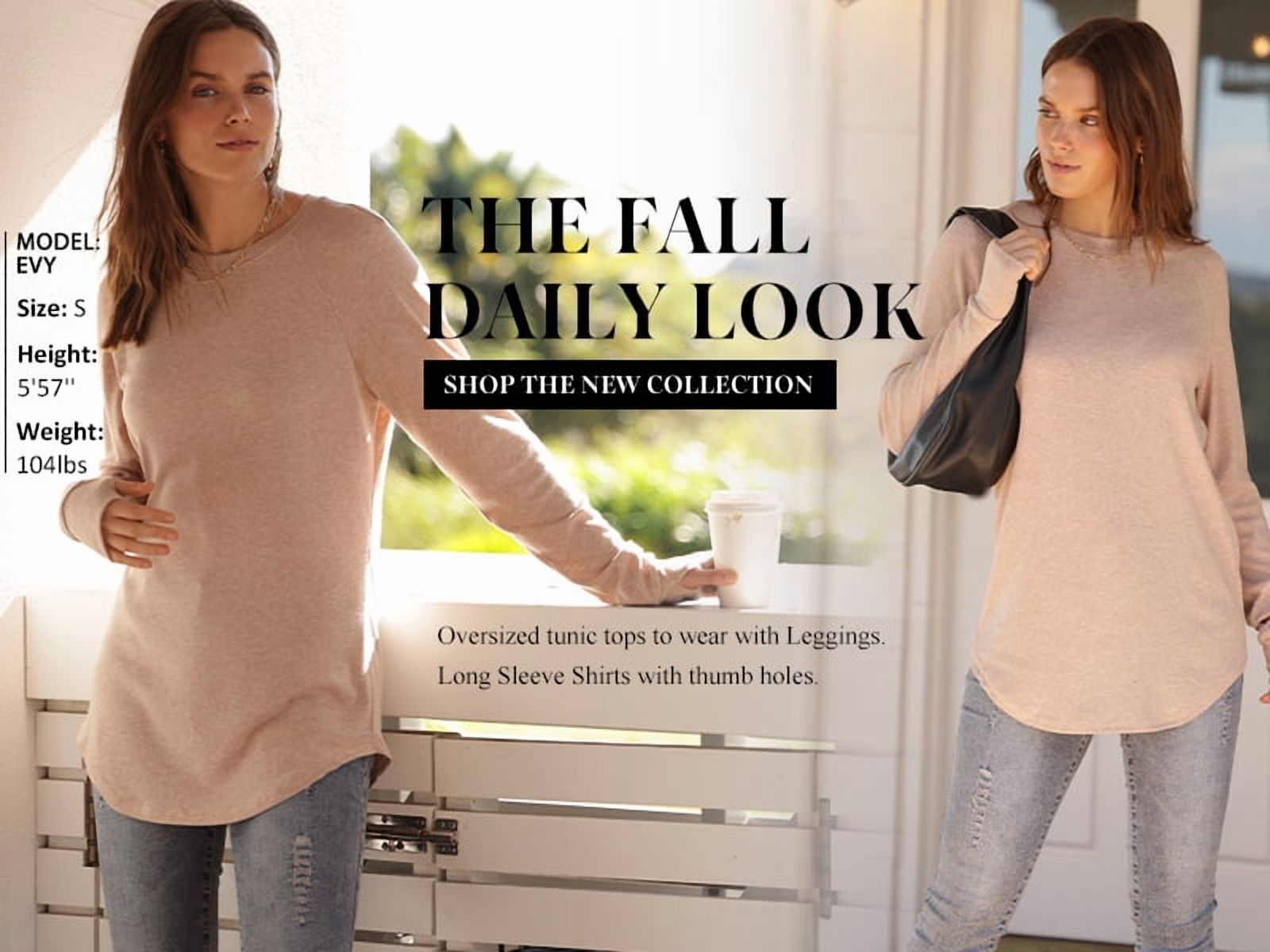 Ronuti Women's Long Sleeve Crew Neck Tunic Top photo 3