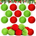 thumbnail image 2 of 12-PCS Set of Green and Red Furry Christmas Ornaments Soft Ball Decorations for Tree Hanging Decor Festive Party Decorations Gift Idea for Christmas Celebrations, 2 of 6