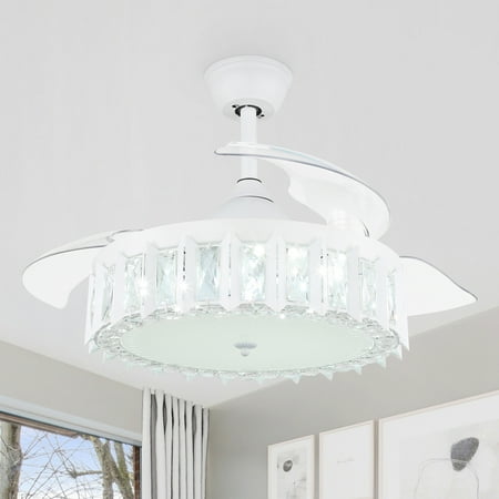 

42 Retractable Ceiling Fan with 36W Led Light and Remote Control White