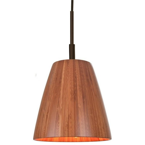 Woodbridge Lighting Sorg 1-Light Bamboo Mini-Pendant in Metallic Bronze