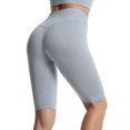 thumbnail image 2 of Abcnature Plus Size Shorts, Womens Athletic Shorts, Women Fashion Casual Solid Color High Waist Elastic Yoga Shorts, Comfy Beach Shorts, Yoga Pants, Cycling Sport Shorts Gray L, 2 of 2