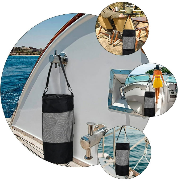 Foldable Outdoor Mesh Boat Trash Bags Drawstring Reusable Boat Trash Cans  Ring Mesh Trash Bags