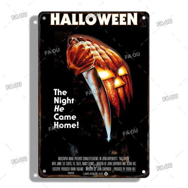 Placa decorativa de película de Halloween, cartel de Metal Retro, decoración de cine, cafetería, Bar, tablero de póster, decoración moderna de pared del hogar, estética