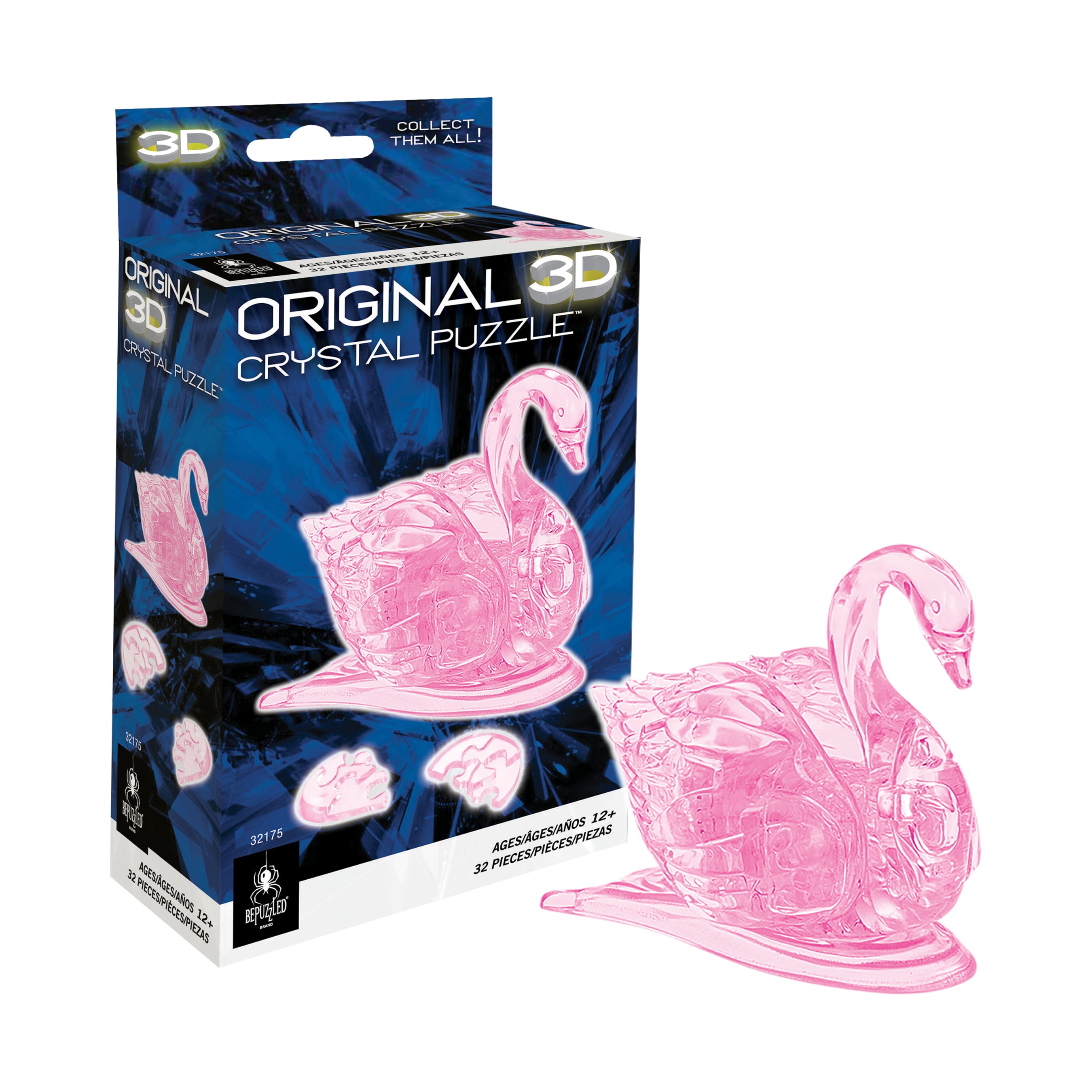 BePuzzled 3D Crystal Puzzle: Swan (Pink): 32 Pcs