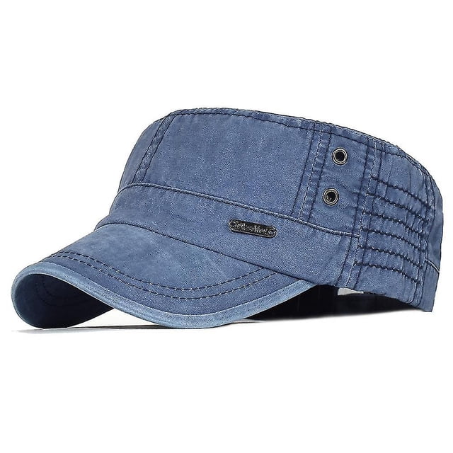 Gorras militares de algodón lavado, gorra militar de cadete para hombres, diseño único, gorra plana Vintage, azul esquí esquí Gafas de esquí