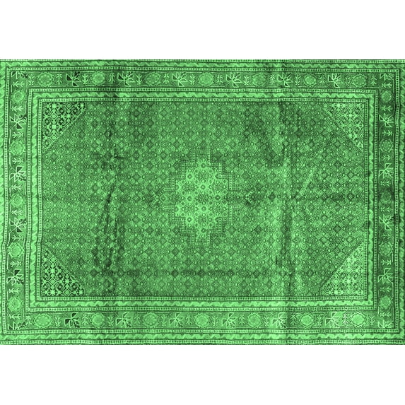 Ahgly Company Indoor Rectangle Persian Emerald Green Traditional Area Rugs, 7' x 9'