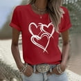 thumbnail image 4 of Valentine Day Shirts for Women Heart Printed T Shirts Short Sleeve Round Neck Tops Teacher Valentine Shirt Spring Clothes for Women, 4 of 4